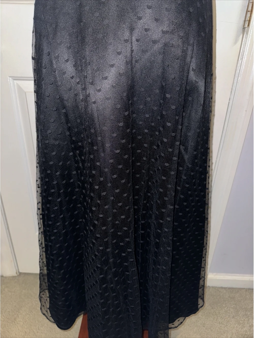 Scott Mcclintock Strapless Swiss Dot Mesh Flowy Overlay Dress Size 10 Chic Goth